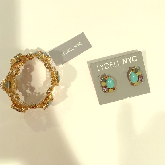 Set of Lydell NYC earrings and bracelet, NWT