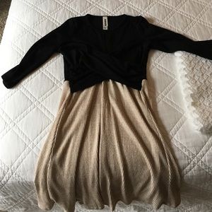 Anthropologie 3/4 sleeve black/tan dress