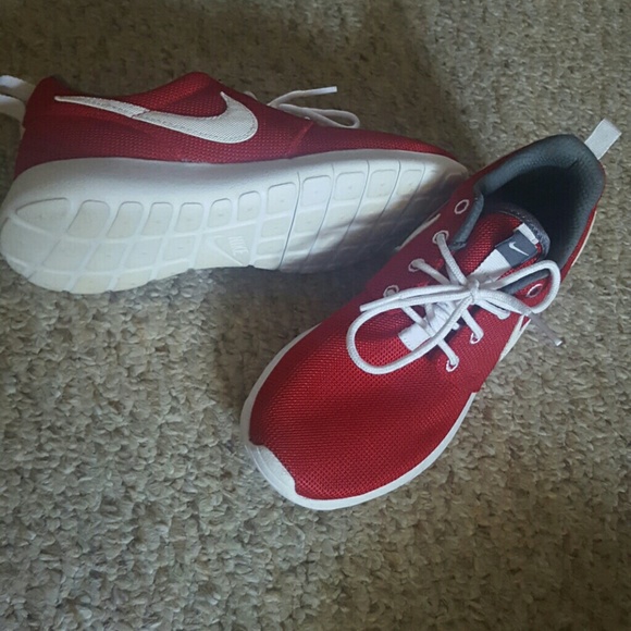Red and white mesh nikes