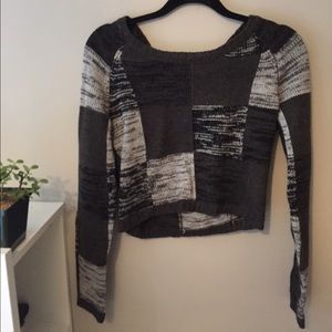 Grey Patched Cropped Sweater