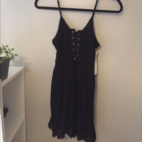 Tie Up Black Dress