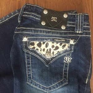 Miss Me Cow Print Button Pocket Jeans