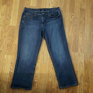 WHBM denim capris with rhinestone details sz12
