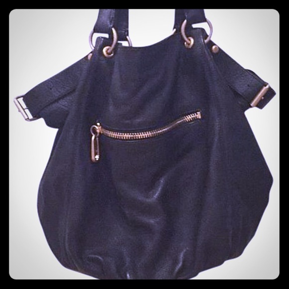 Linea Pelle black leather hobo bag