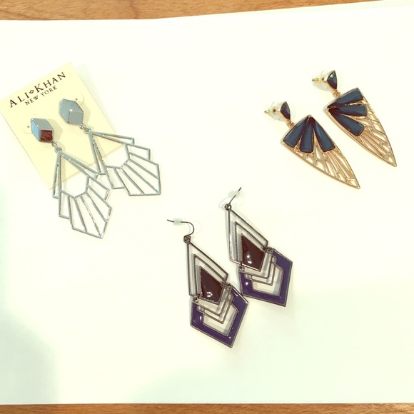 Set of 3 pairs of Art Deco style earrings, NWT