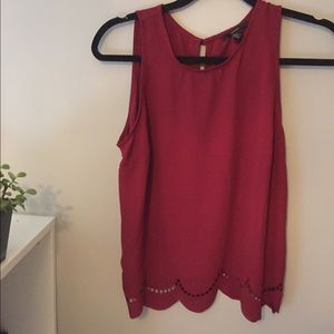 Red Scalloped Blouse