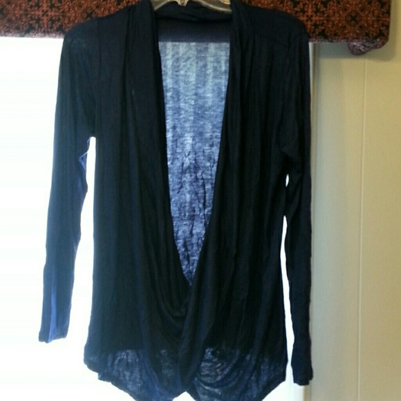 Navy LS Drape top