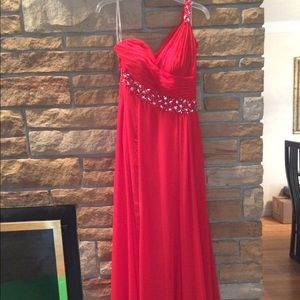 Beautiful long red prom dress.