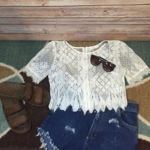 White Lace Crop Top