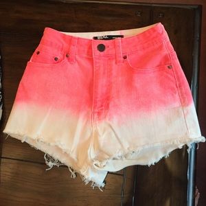 Neon pink and white ombre shorts!