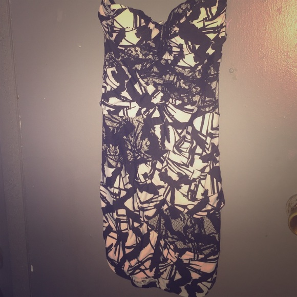 Black & White Strapless dress.