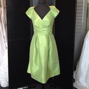 Green knee length dress