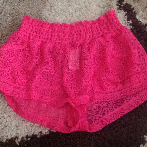 Pink swim cover up shorts