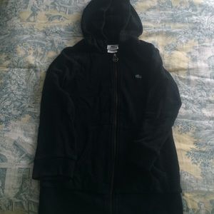 Black Zip Up Lacoste Sweatshirt with Hood