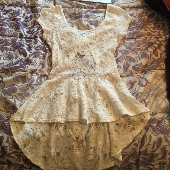 Floral lace high low blouse