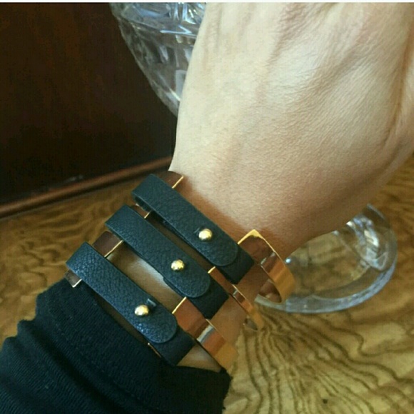 Gold and Black Suede Cuff Bracelet - Picture 3 of 3