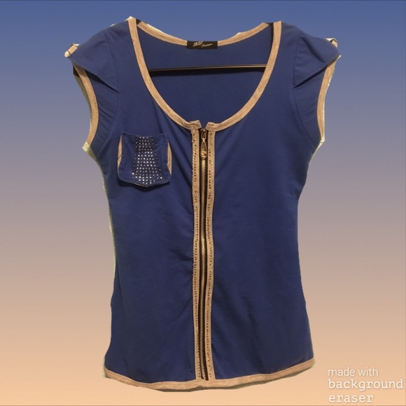 💙 KK Fashion Blue Zipper Shirt 💙 - Picture 1 of 4