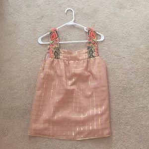 Embroidered strapless top