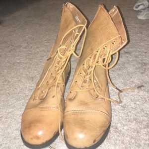 Tan combat boots