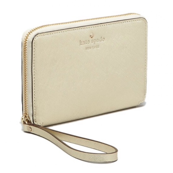 ❌FINAL PRICE❌NEW Kate Spade Gold Saffiano wristlet