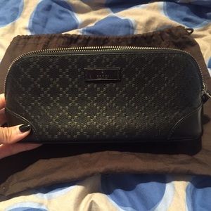 Gucci diamante black leather cosmetic case