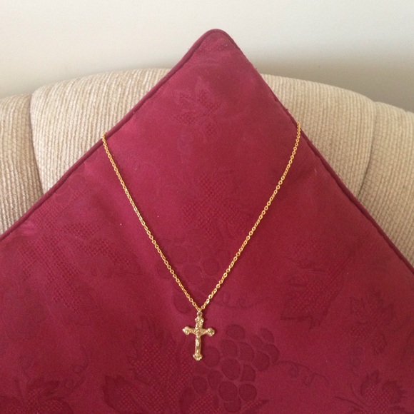 Gold plated necklace with gold crucifix