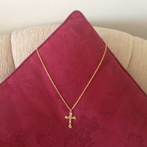 Gold plated necklace with gold crucifix