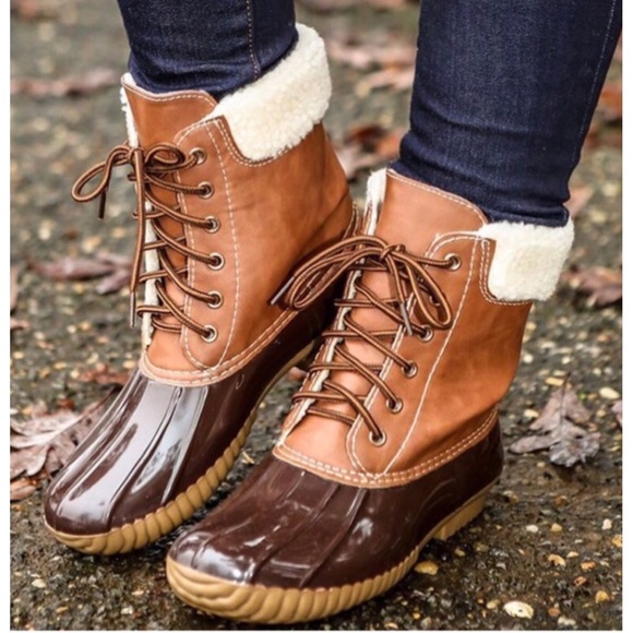 ❗️CLEARANCE❗️Brown Sherpa Fleece Duck Boots 5.5-10 - Picture 2 of 2