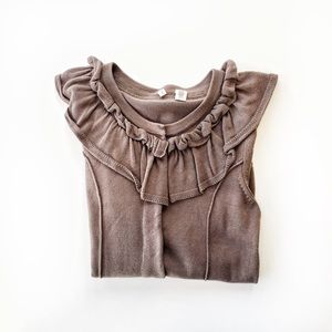 Anthropologie | Brown Ruffled Cardigan by Moth