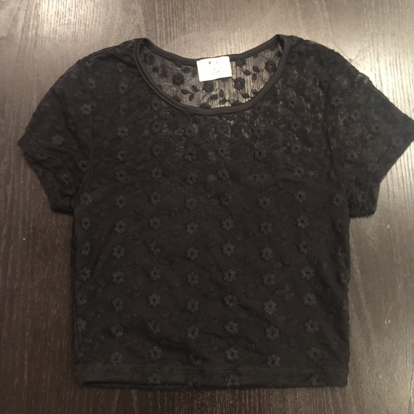 Black mesh crop top