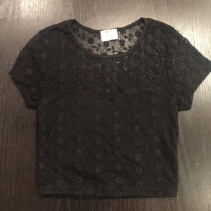 Black mesh crop top