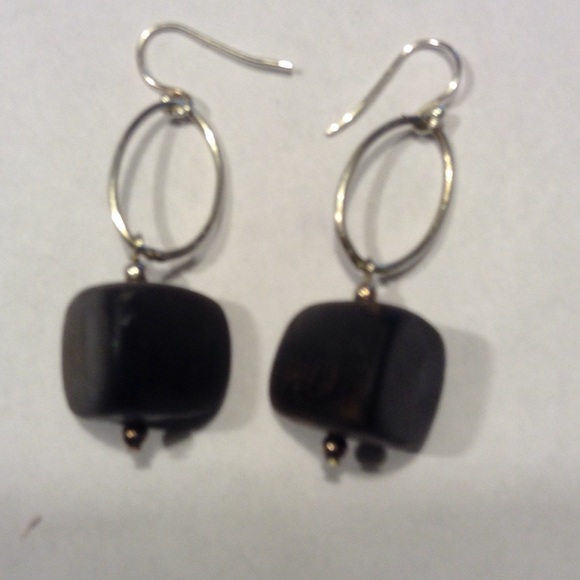 Silpada ebony wood earrings with hoop