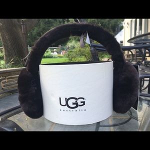 NEW UGG Australia Sheepskin Earmuffs - Dark Brown
