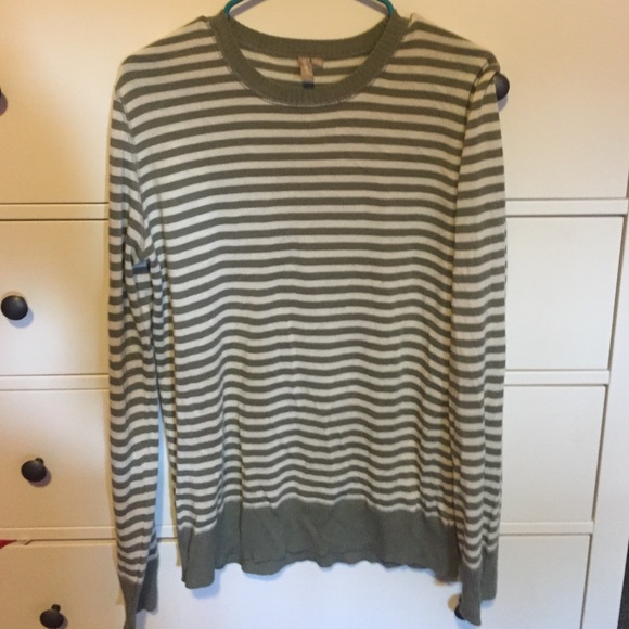 Army green and cream striped sweater