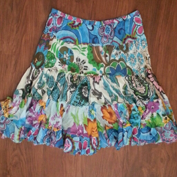 Mixed print full skirt