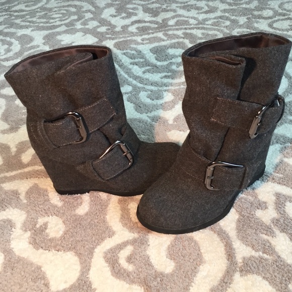 MIA Shoes - Great for Fall Gray Wedge Bootie