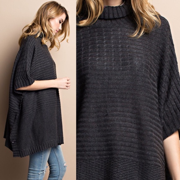 🆕DANNY poncho style sweater top - CHARCOAL - Picture 2 of 4