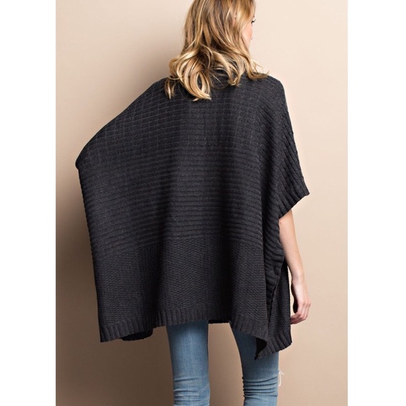 🆕DANNY poncho style sweater top - CHARCOAL - Picture 3 of 4