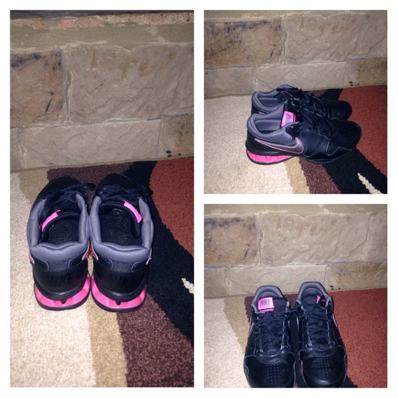Black and pink nike shoes