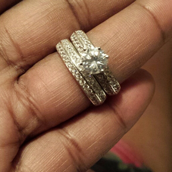 Wedding band set sterling silver - Picture 2 of 3