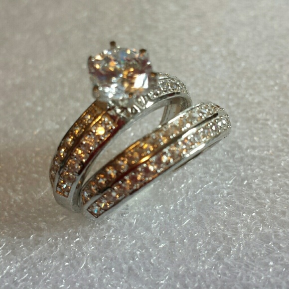 Wedding band set sterling silver - Picture 3 of 3