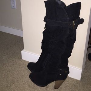 Suede knee high boots
