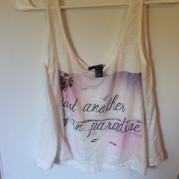 White graphic flowy tank top. F21. size Small - Picture 3 of 4
