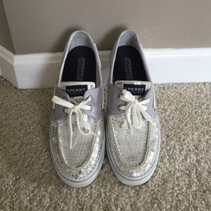 Silver Sequin Sperry