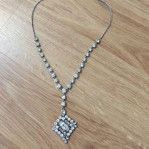 NWT Cezanne Y Necklace Silver Rhinestone