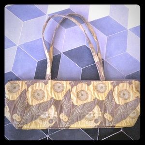 Yellow floral print handbag