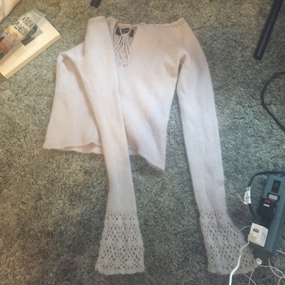 Crop sweater with crochet detail