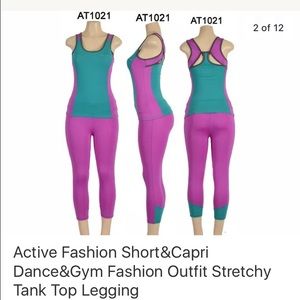 Lady active solid wear 1 set 2 pieces