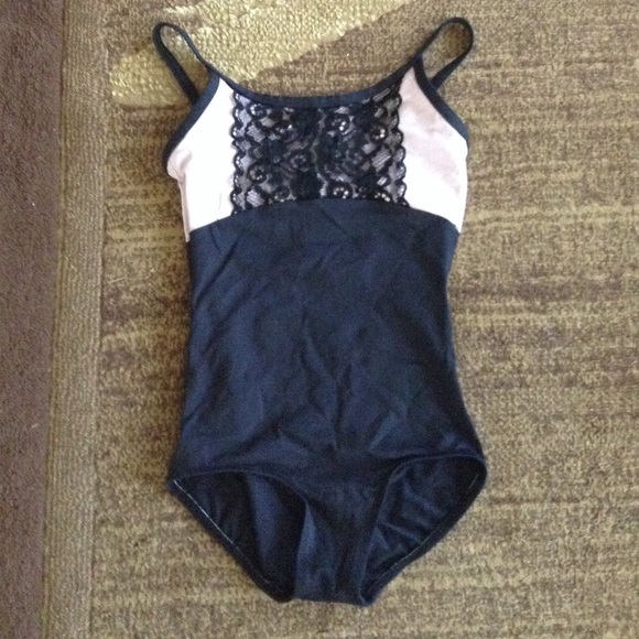 Black and pink leotard with black lace