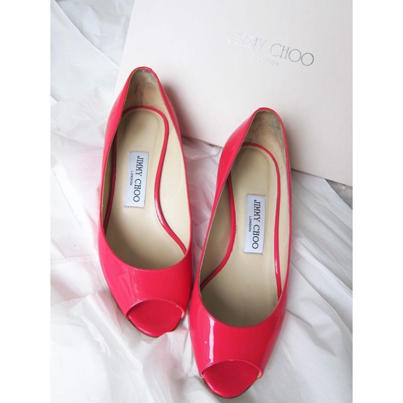 Jimmy Choo Bergen Neon Pink Patent Wedges